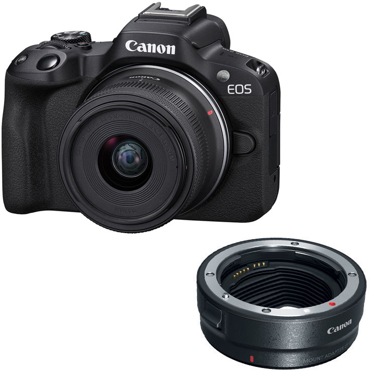 Canon EOS R50 Black 18-45 + EF-EOS R mount adapter