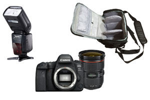 Canon EOS 6D Mark II 24-70 + Camera Bag + Flash Kit