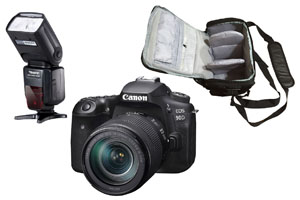 Canon EOS 90D 18-135 + Camera Bag + Flash Kit