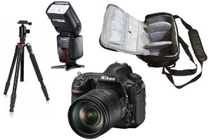 Nikon D850 24-120 + Camera Bag + Flash + Tripod Kit